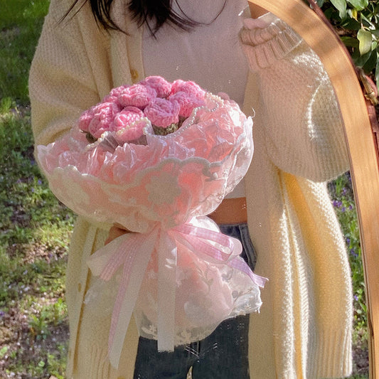 Lace Hand-woven 11 Small Roses/6 Gradient Rose