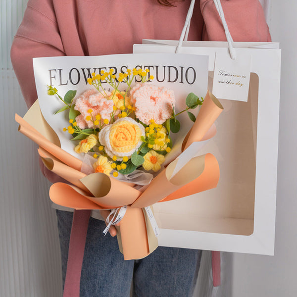 Handmade Knitted Carnation Bouquet