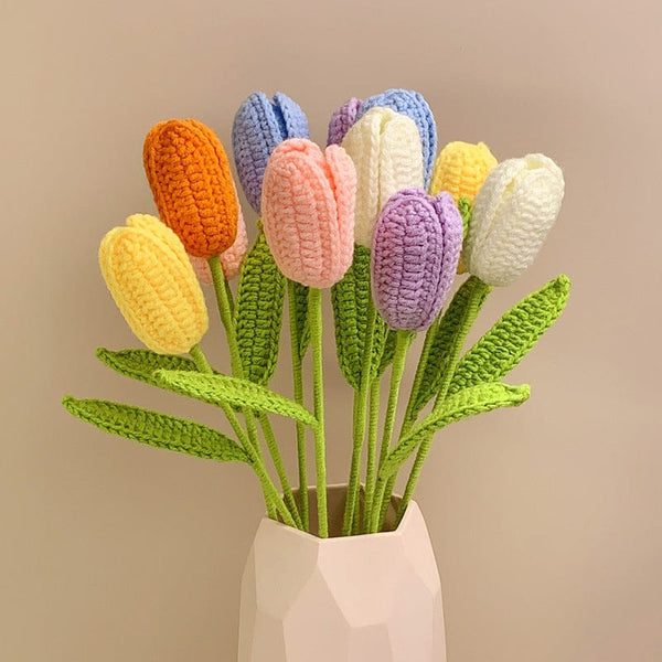 Handmade Tulip Crochet Flower Knitted Flower