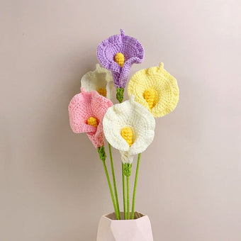 compare product Calla Lily Crochet Flower Handmade Knitted Flower Gift for Lover