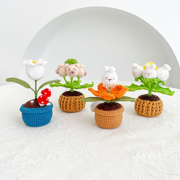 Doll Flowers Night Light handmade Crochet Artificial Lamp Home Decor