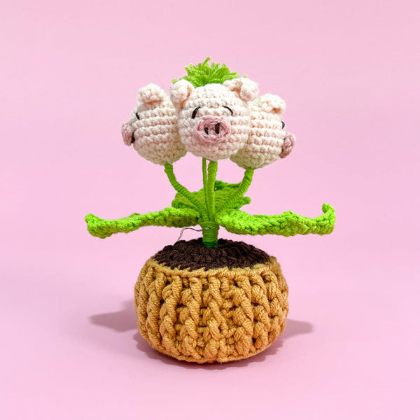 Doll Flowers Night Light handmade Crochet Artificial Lamp Home Decor