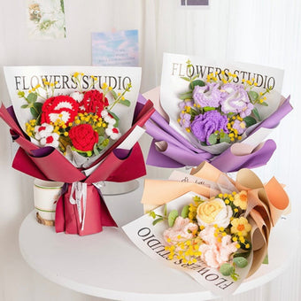 compare product Handmade Knitted Carnation Bouquet