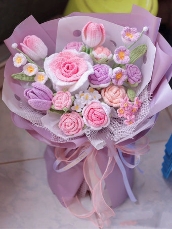 compare product Handmade extra large pink and purple Thai rose bouquet